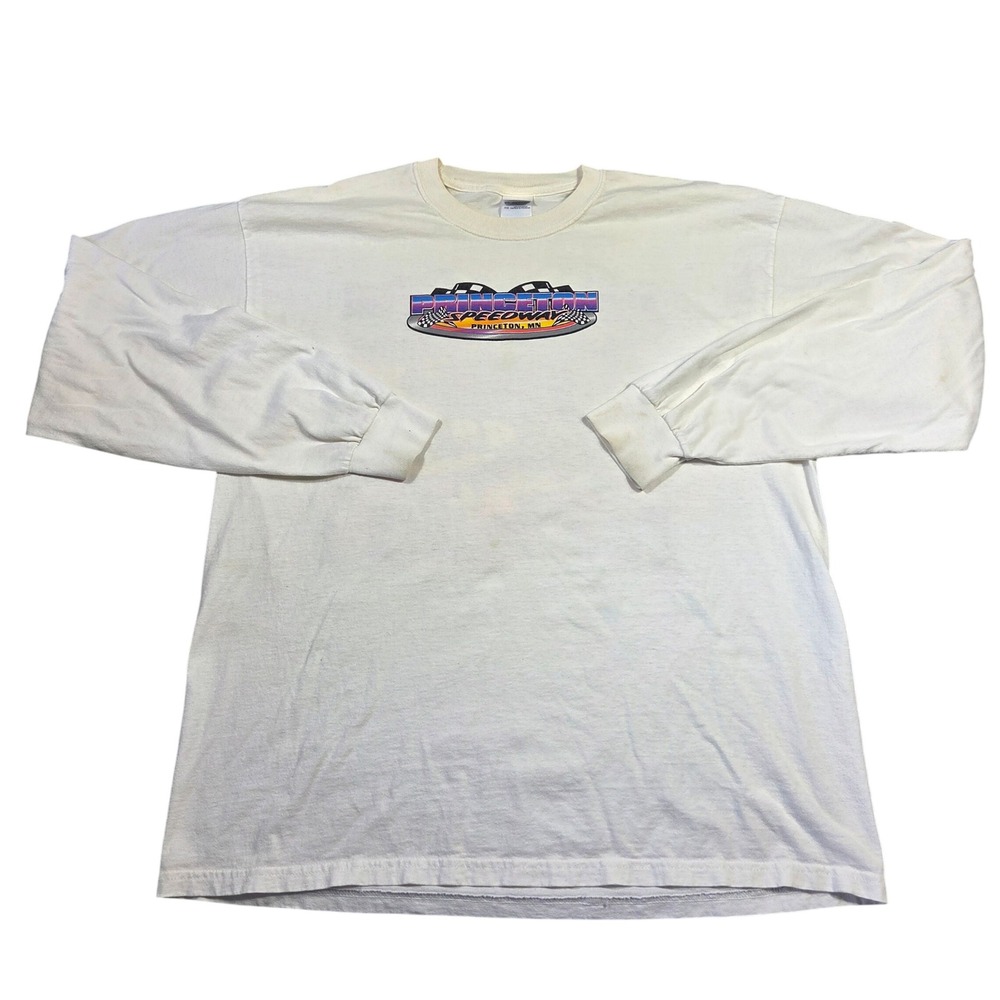 Gildan‎ Ultra Cotton Princeton MN Speedway Long Sleeve Shirt Mens XL Racing Punk